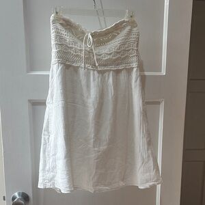Hollister White Strapless Mini Dress with Crochet Bodice